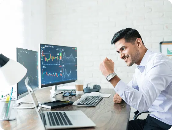 Investor analyzing stock portfolio